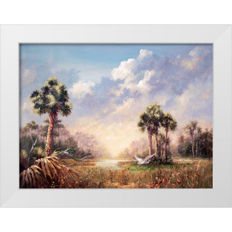 Golden Glades White Modern Wood Framed Art Print by Fronckowiak, Art