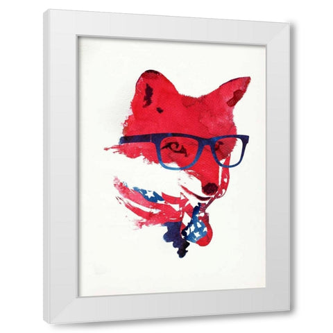 American Fox White Modern Wood Framed Art Print by Farkas, Robert