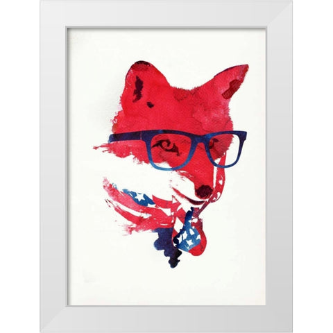 American Fox White Modern Wood Framed Art Print by Farkas, Robert