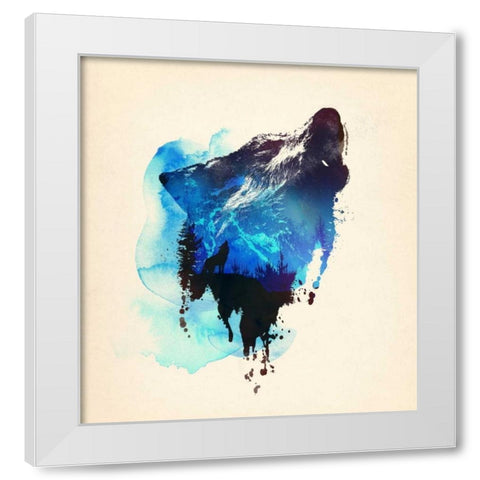 Alone As a Wolf White Modern Wood Framed Art Print by Farkas, Robert