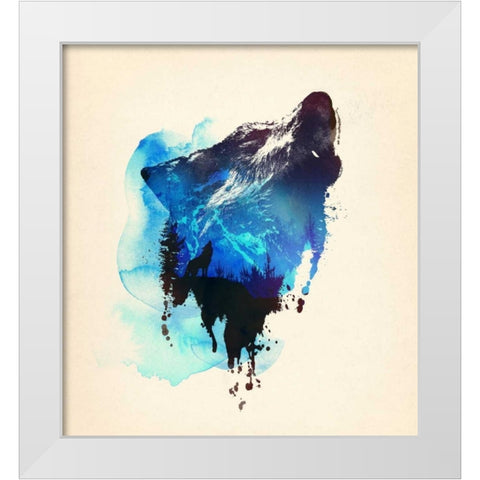 Alone As a Wolf White Modern Wood Framed Art Print by Farkas, Robert