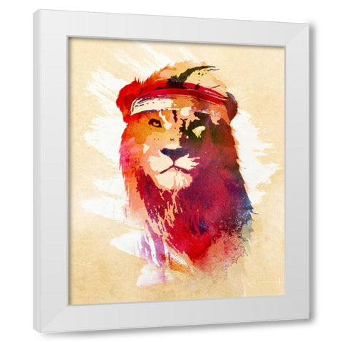 Gym Lion White Modern Wood Framed Art Print by Farkas, Robert