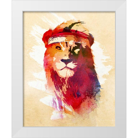 Gym Lion White Modern Wood Framed Art Print by Farkas, Robert