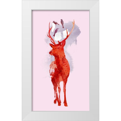 Useless Deer White Modern Wood Framed Art Print by Farkas, Robert