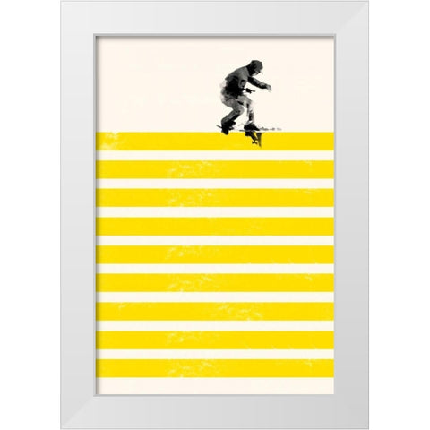 Slide in Stripes White Modern Wood Framed Art Print by Farkas, Robert