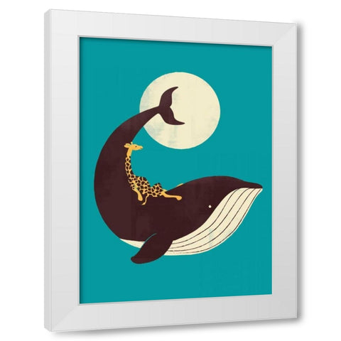 The Giraffe and The Whale White Modern Wood Framed Art Print by Fleck, Jay