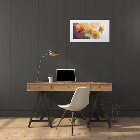 Three Long Blossoms White Modern Wood Framed Art Print by Forst, Beth A.
