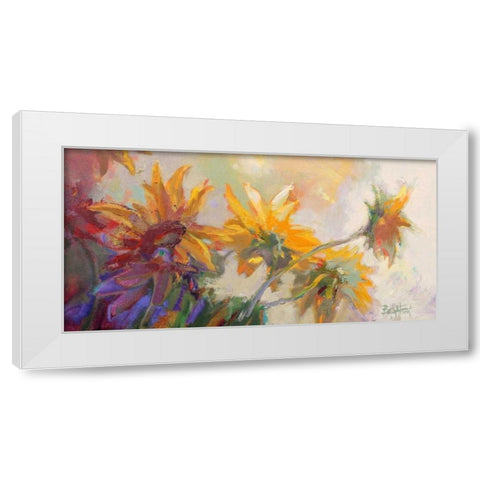 Three Long Blossoms White Modern Wood Framed Art Print by Forst, Beth A.