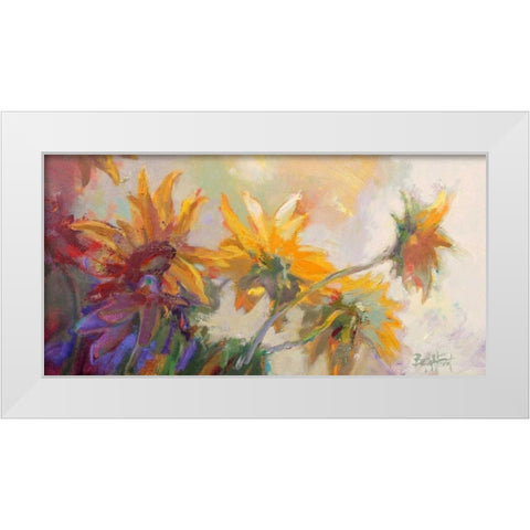 Three Long Blossoms White Modern Wood Framed Art Print by Forst, Beth A.