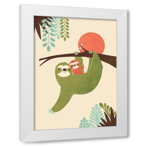 Mama Sloth White Modern Wood Framed Art Print by Fleck, Jay