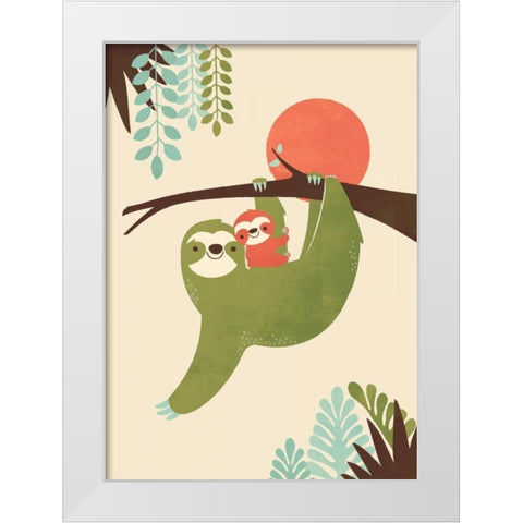 Mama Sloth White Modern Wood Framed Art Print by Fleck, Jay