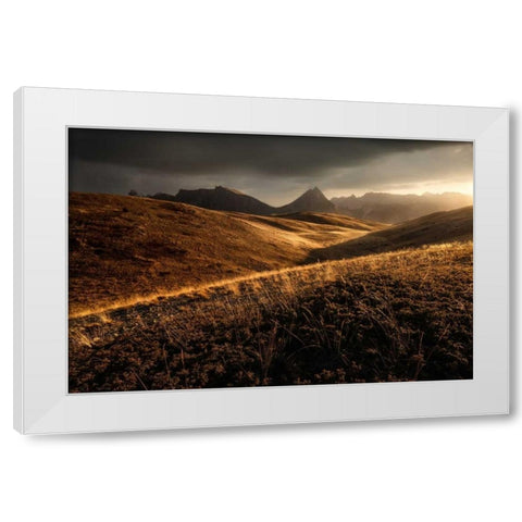Last Autumn Light White Modern Wood Framed Art Print by Fossati, Enrico