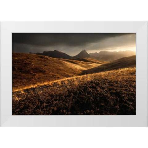 Last Autumn Light White Modern Wood Framed Art Print by Fossati, Enrico