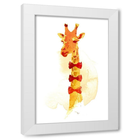 Elegant Giraffe White Modern Wood Framed Art Print by Farkas, Robert