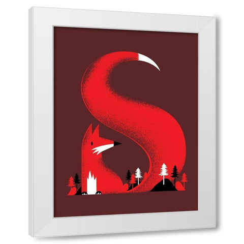S Like a Fox White Modern Wood Framed Art Print by Farkas, Robert