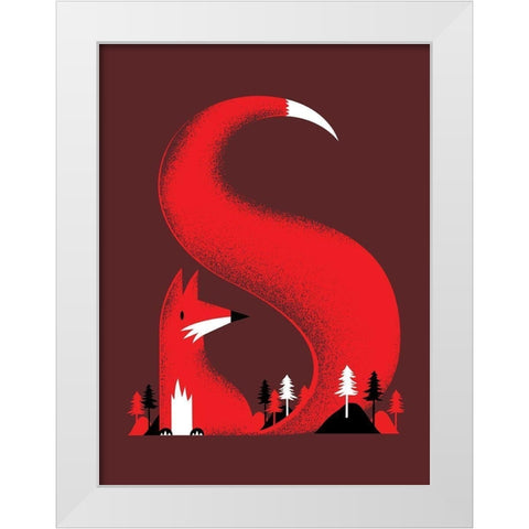 S Like a Fox White Modern Wood Framed Art Print by Farkas, Robert