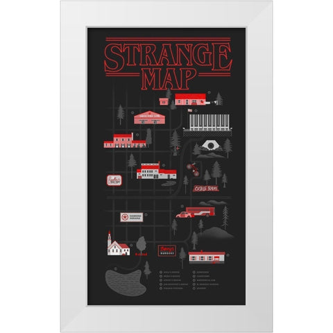 Strange Map White Modern Wood Framed Art Print by Farkas, Robert