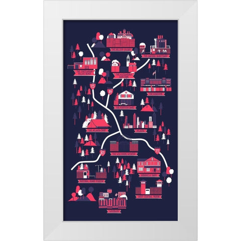 The Walking Dead Map White Modern Wood Framed Art Print by Farkas, Robert