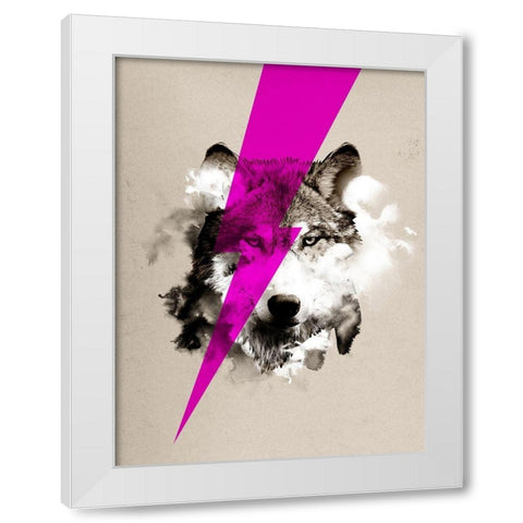 Wolf Rocks White Modern Wood Framed Art Print by Farkas, Robert