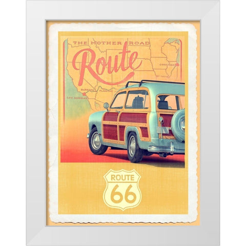 Route 66 Vintage Travel White Modern Wood Framed Art Print by Fielding, Edward M.