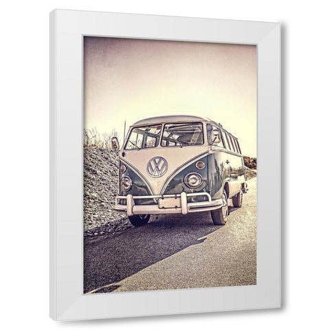 Surfersaâ‚¬â„¢ Vintage VW Bus White Modern Wood Framed Art Print by Fielding, Edward M.