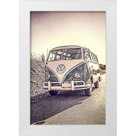 Surfersaâ‚¬â„¢ Vintage VW Bus White Modern Wood Framed Art Print by Fielding, Edward M.