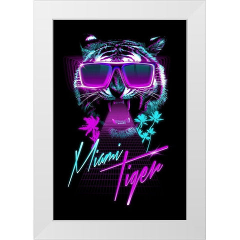 Miami Tiger White Modern Wood Framed Art Print by Farkas, Robert