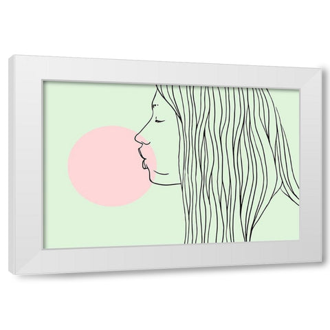 Pink Bubble Gum White Modern Wood Framed Art Print by Farkas, Robert