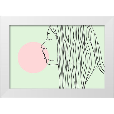 Pink Bubble Gum White Modern Wood Framed Art Print by Farkas, Robert