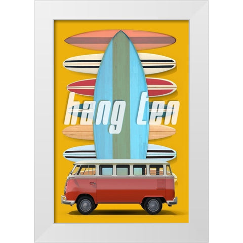 Hang Ten White Modern Wood Framed Art Print by Fielding, Edward M.