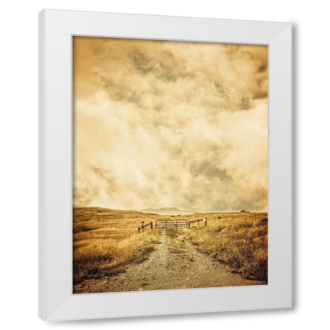 Ranch Gate White Modern Wood Framed Art Print by Fielding, Edward M.