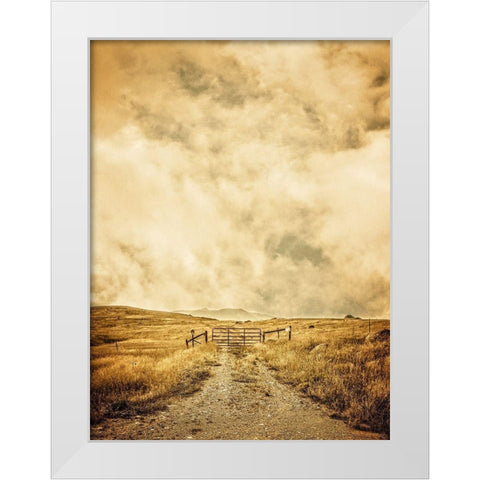 Ranch Gate White Modern Wood Framed Art Print by Fielding, Edward M.