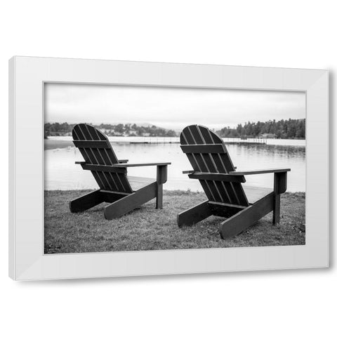 Relaxing at the Lake White Modern Wood Framed Art Print by Fielding, Edward M.