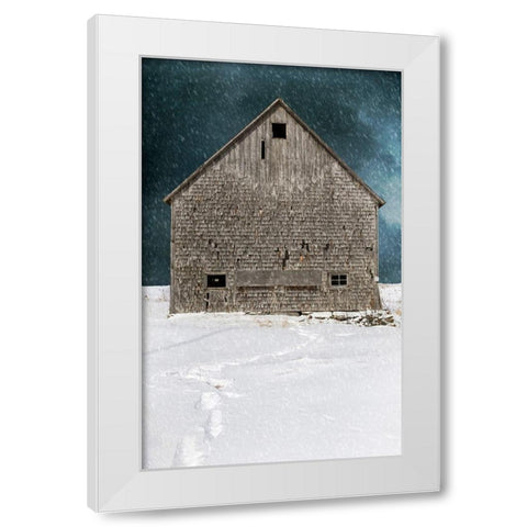 Old Barn White Modern Wood Framed Art Print by Fielding, Edward M.