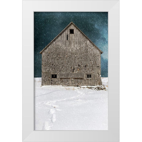 Old Barn White Modern Wood Framed Art Print by Fielding, Edward M.