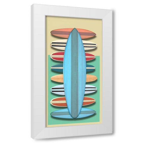 Surfboards - Red White Modern Wood Framed Art Print by Fielding, Edward M.
