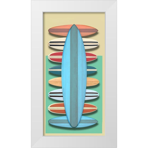 Surfboards - Red White Modern Wood Framed Art Print by Fielding, Edward M.