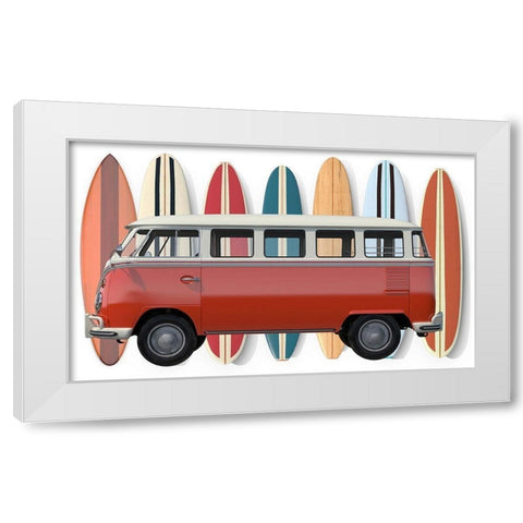 Surfer Van White Modern Wood Framed Art Print by Fielding, Edward M.