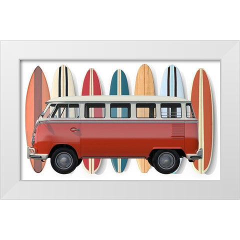 Surfer Van White Modern Wood Framed Art Print by Fielding, Edward M.