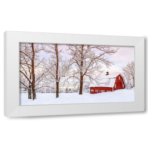 Winter Arrives White Modern Wood Framed Art Print by Fielding, Edward M.