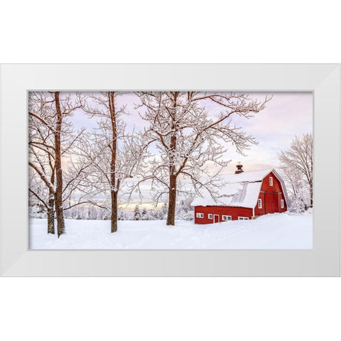 Winter Arrives White Modern Wood Framed Art Print by Fielding, Edward M.