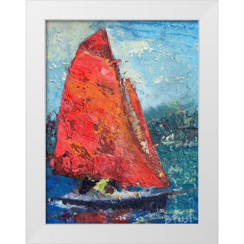 Red Sail White Modern Wood Framed Art Print by Forst, Beth A.