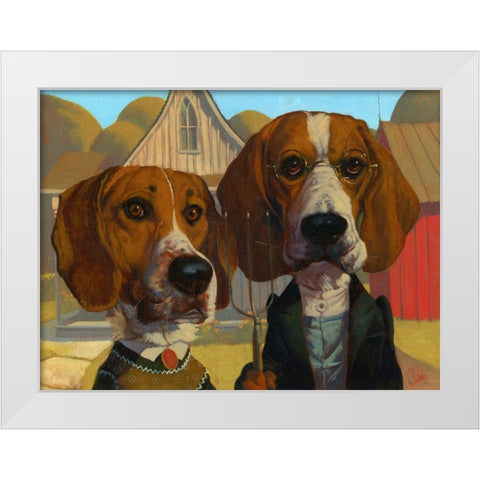 American Gothic White Modern Wood Framed Art Print by Fluharty, Thomas