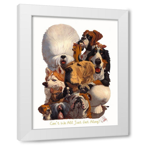 Cant We All Just Get Along White Modern Wood Framed Art Print by Fluharty, Thomas