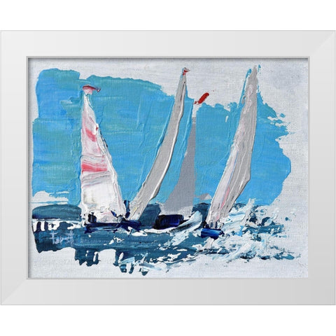Candy Stripe Regatta White Modern Wood Framed Art Print by Forst, Beth A.