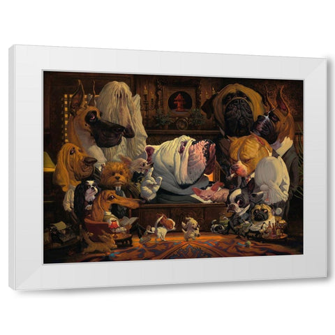 DogFather White Modern Wood Framed Art Print by Fluharty, Thomas