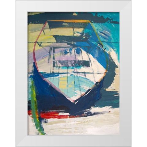 Red Green Skiff White Modern Wood Framed Art Print by Forst, Beth A.