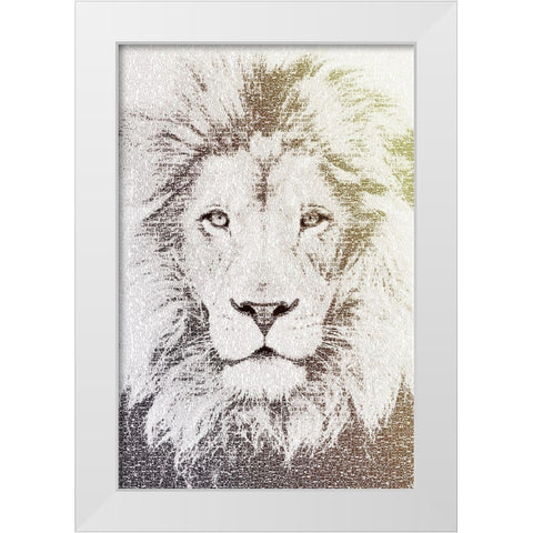 Lion White Modern Wood Framed Art Print by Flores, Paula Belle
