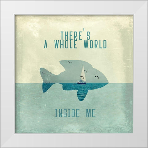 There Is A World Inside of Me White Modern Wood Framed Art Print by Flores, Paula Belle