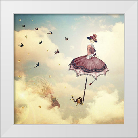 Another Kind of Mary Poppins White Modern Wood Framed Art Print by Flores, Paula Belle